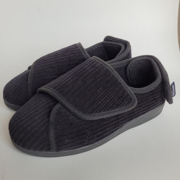Comfortable Cozy Adjustable Corduroy Slippers Black size 8 - Picture 3 of 12